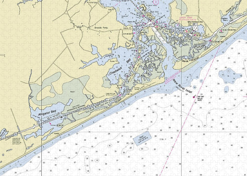 New River Inlet North Carolina Nautical Chart - Puzzle