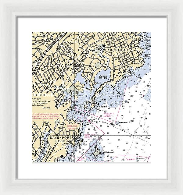 New Rochelle-new York Nautical Chart - Framed Print