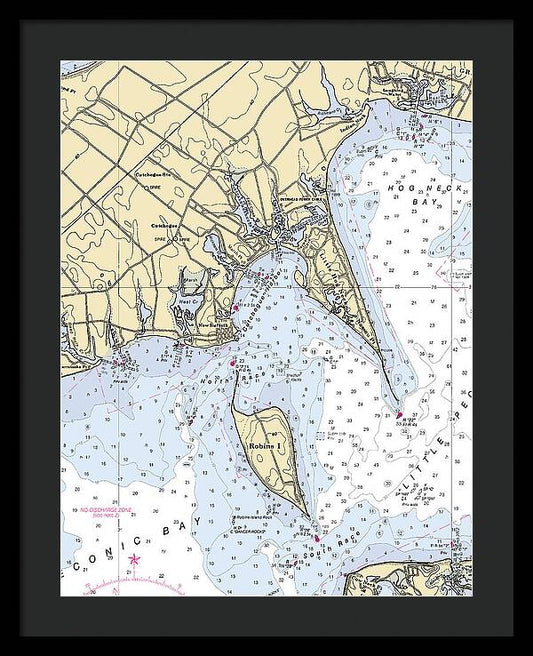 New Suffolk-new York Nautical Chart - Framed Print