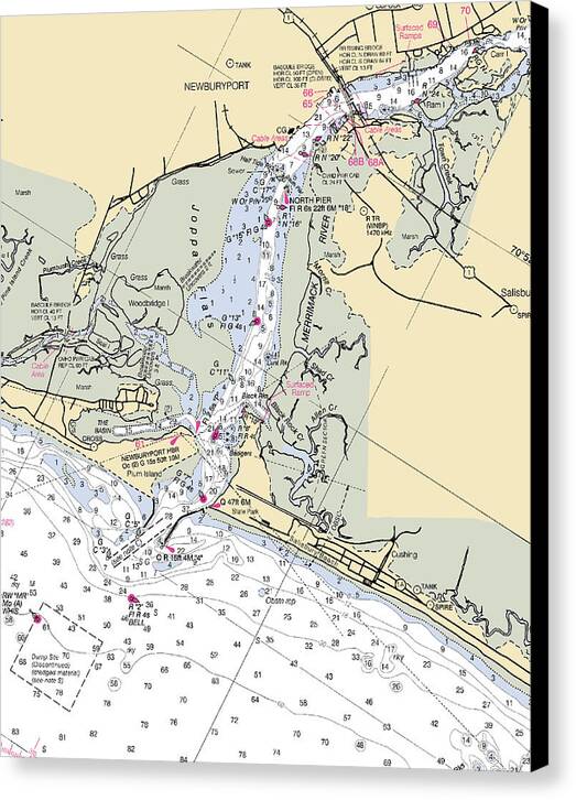 Newburyport-massachusetts Nautical Chart - Canvas Print