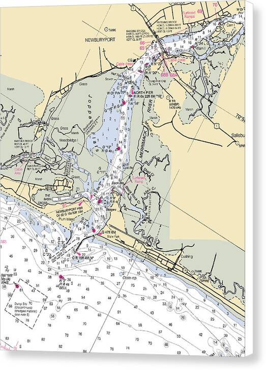 Newburyport-massachusetts Nautical Chart - Canvas Print