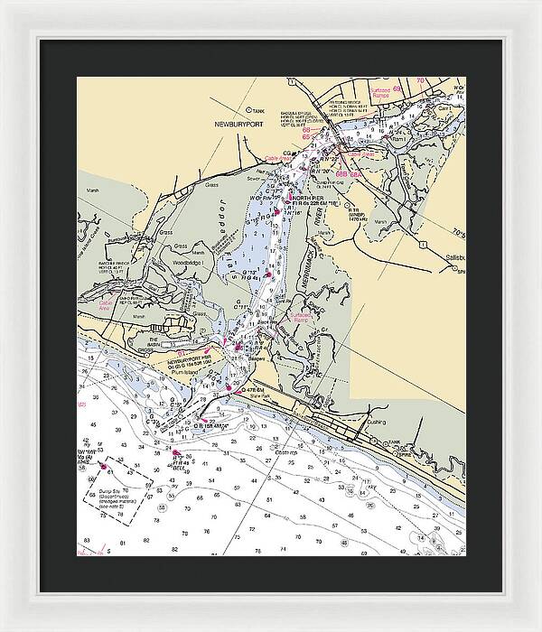 Newburyport-massachusetts Nautical Chart - Framed Print