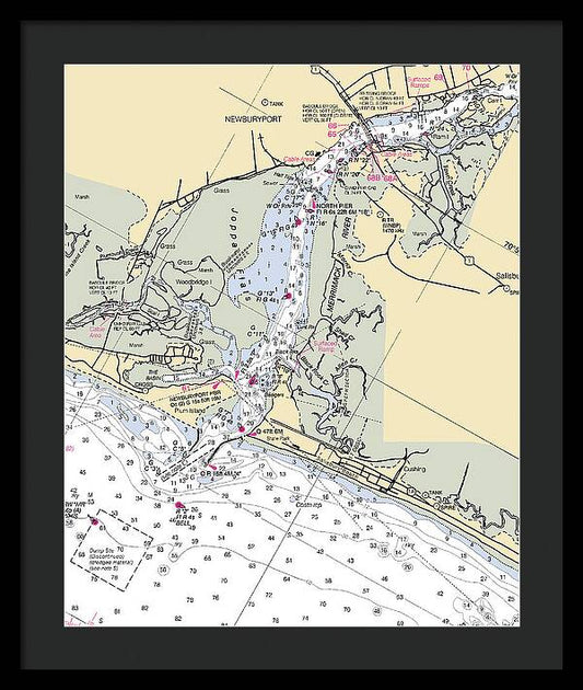 Newburyport-massachusetts Nautical Chart - Framed Print