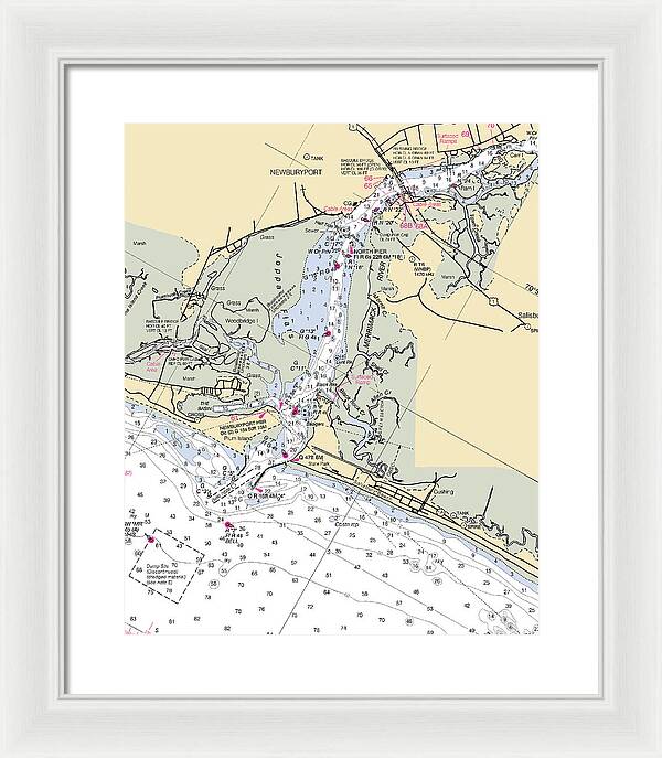 Newburyport-massachusetts Nautical Chart - Framed Print