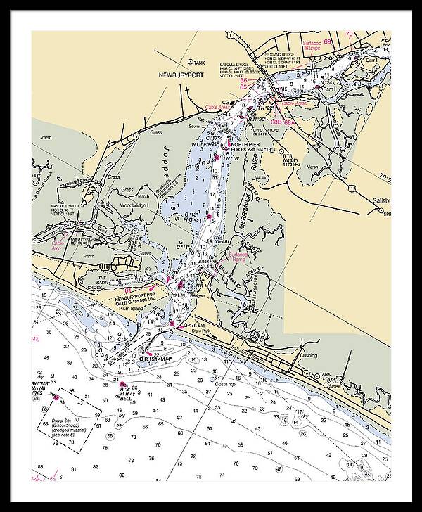 Newburyport-massachusetts Nautical Chart - Framed Print