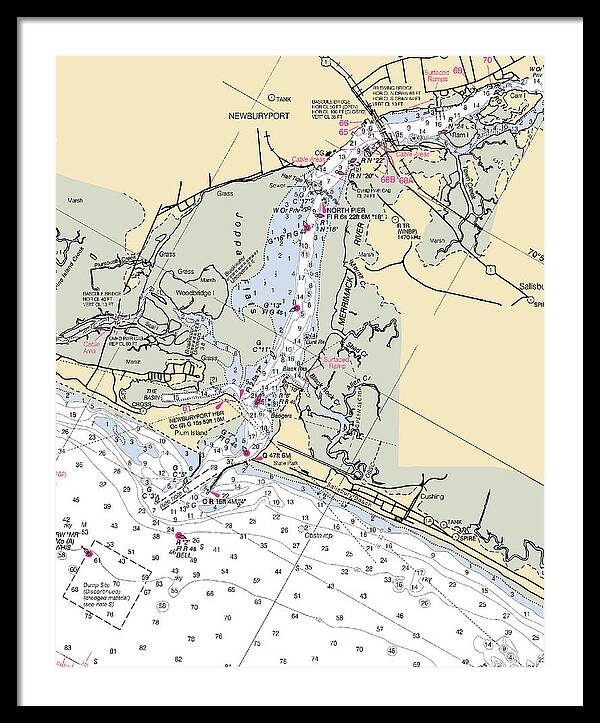 Newburyport-massachusetts Nautical Chart - Framed Print