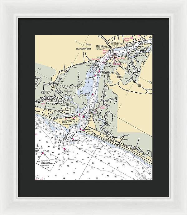 Newburyport-massachusetts Nautical Chart - Framed Print