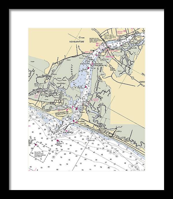 Newburyport-massachusetts Nautical Chart - Framed Print