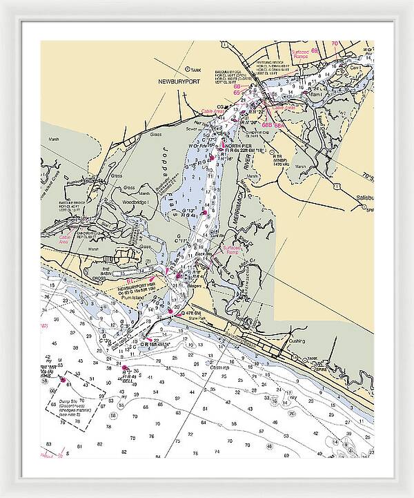 Newburyport-massachusetts Nautical Chart - Framed Print