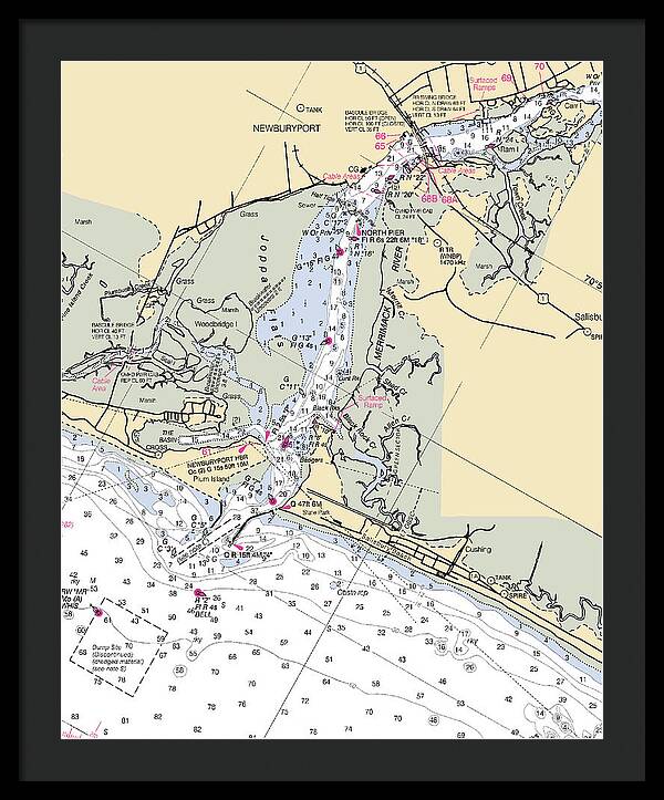 Newburyport-massachusetts Nautical Chart - Framed Print