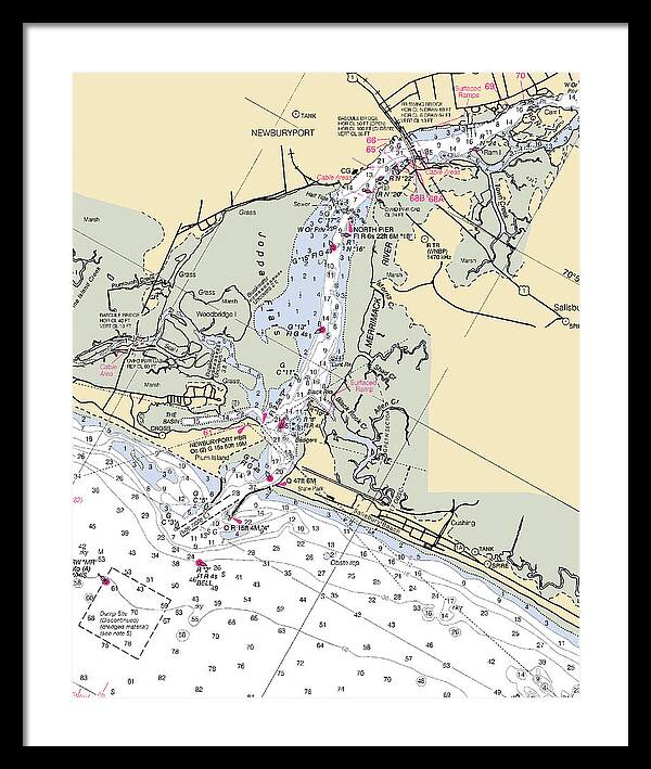 Newburyport-massachusetts Nautical Chart - Framed Print