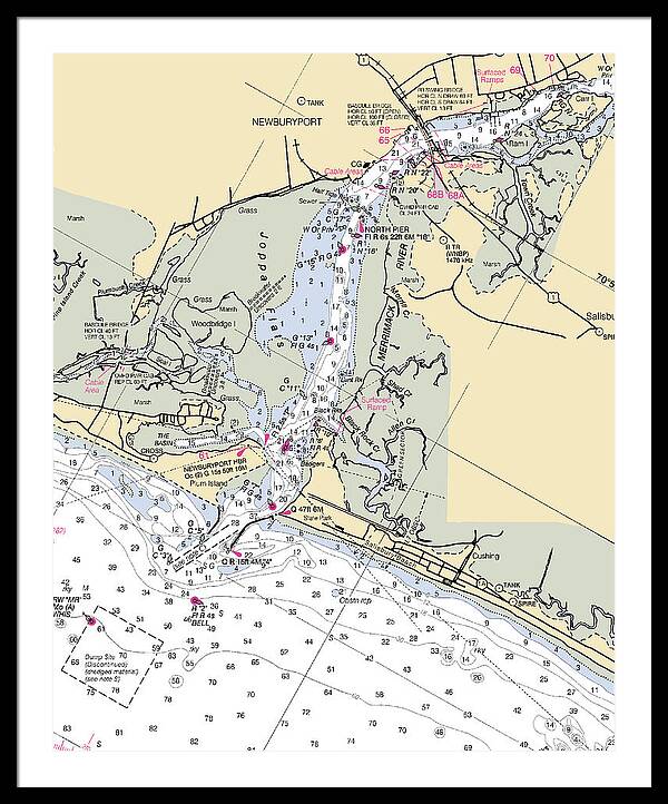 Newburyport-massachusetts Nautical Chart - Framed Print