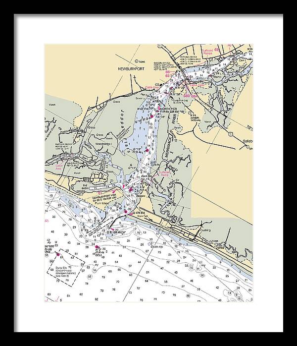 Newburyport-massachusetts Nautical Chart - Framed Print