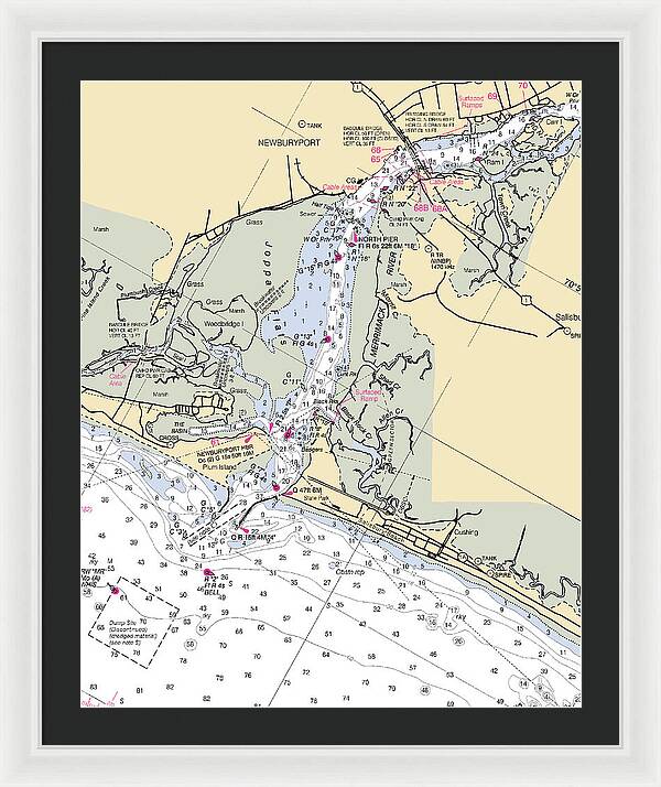 Newburyport-massachusetts Nautical Chart - Framed Print