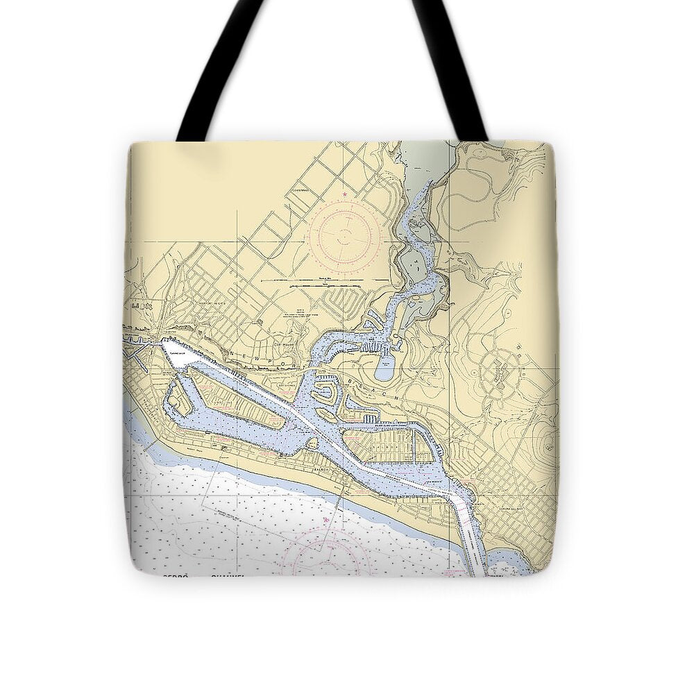 Newport-beach -california Nautical Chart _v6 - Tote Bag