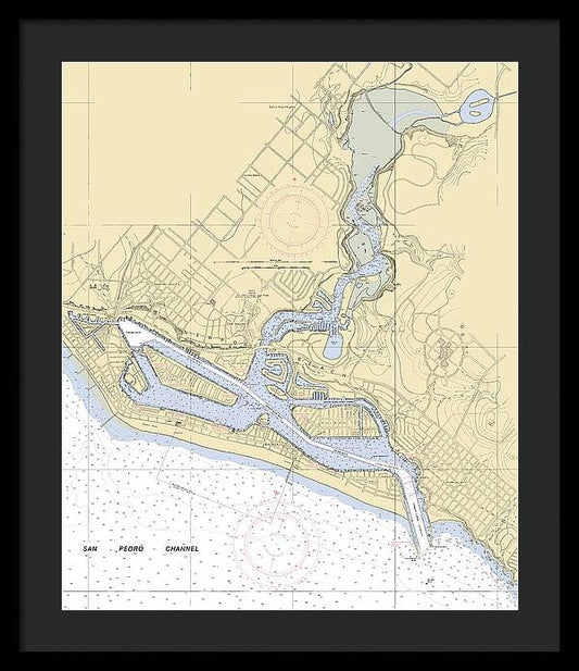 Newport-beach -california Nautical Chart _v6 - Framed Print