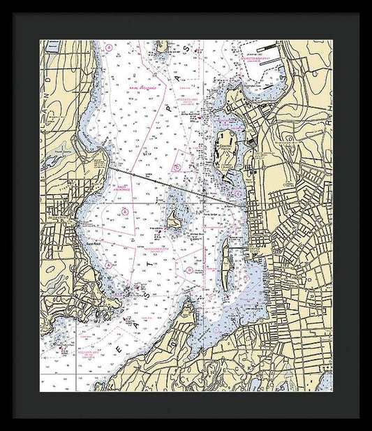 Newport Harbor-rhode Island Nautical Chart - Framed Print