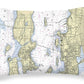 Newport Rhode Island Nautical Chart - Throw Pillow