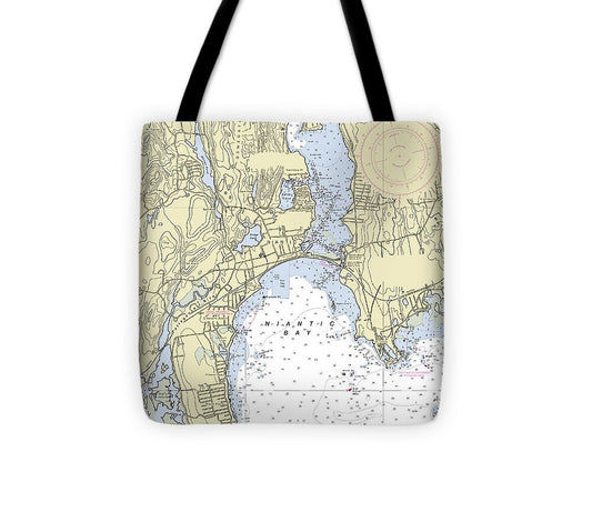 Niantic Connecticut Nautical Chart - Tote Bag