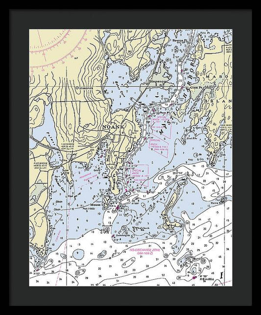 Noank Connecticut Nautical Chart - Framed Print