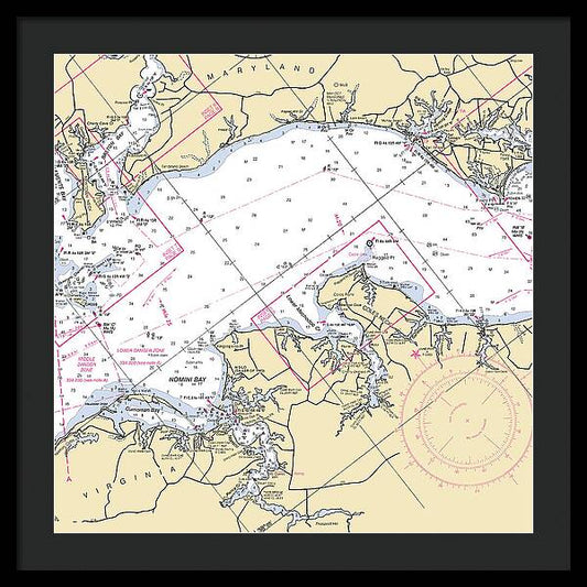 Nomini Bay To Coles Neck-virginia Nautical Chart - Framed Print