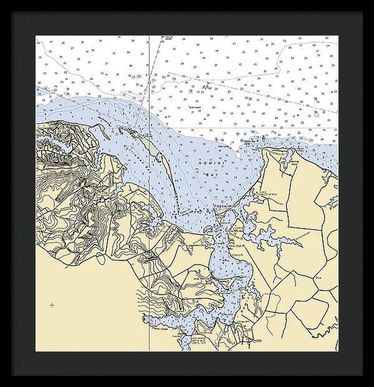 Nomini Bay-virginia Nautical Chart - Framed Print