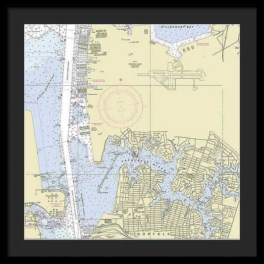 Norfolk Virginia Nautical Chart - Framed Print
