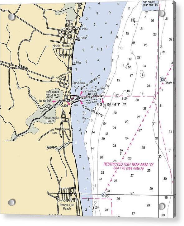 North Beach-maryland Nautical Chart - Acrylic Print