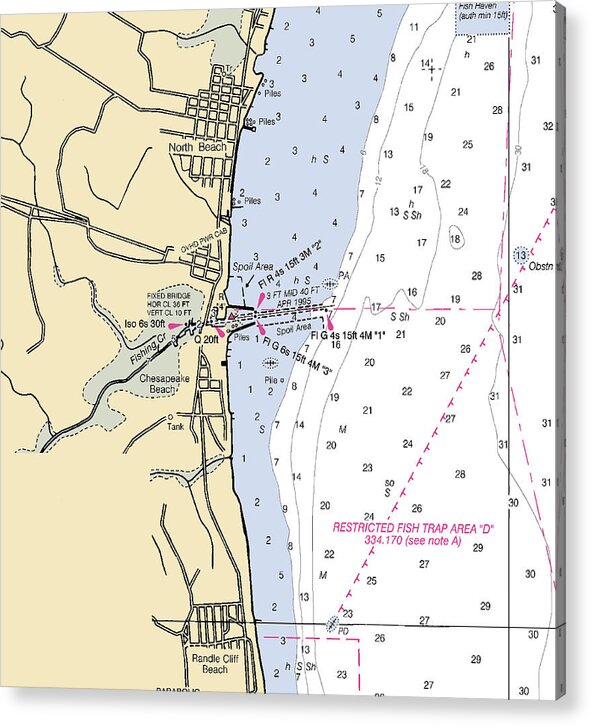 North Beach-maryland Nautical Chart - Acrylic Print
