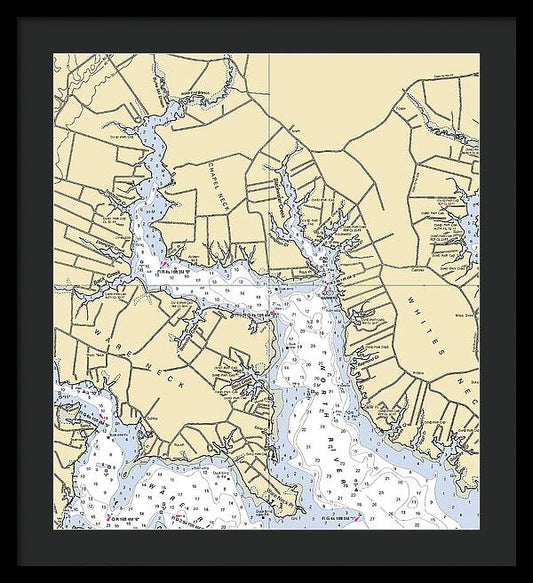 North River-virginia Nautical Chart - Framed Print