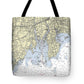 Norwalk Connecticut Nautical Chart - Tote Bag