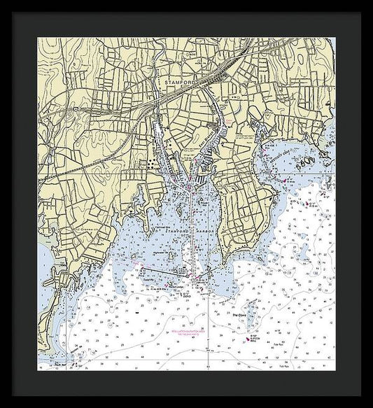 Norwalk Connecticut Nautical Chart - Framed Print