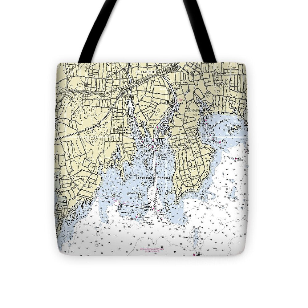 Norwalk Connecticut Nautical Chart - Tote Bag