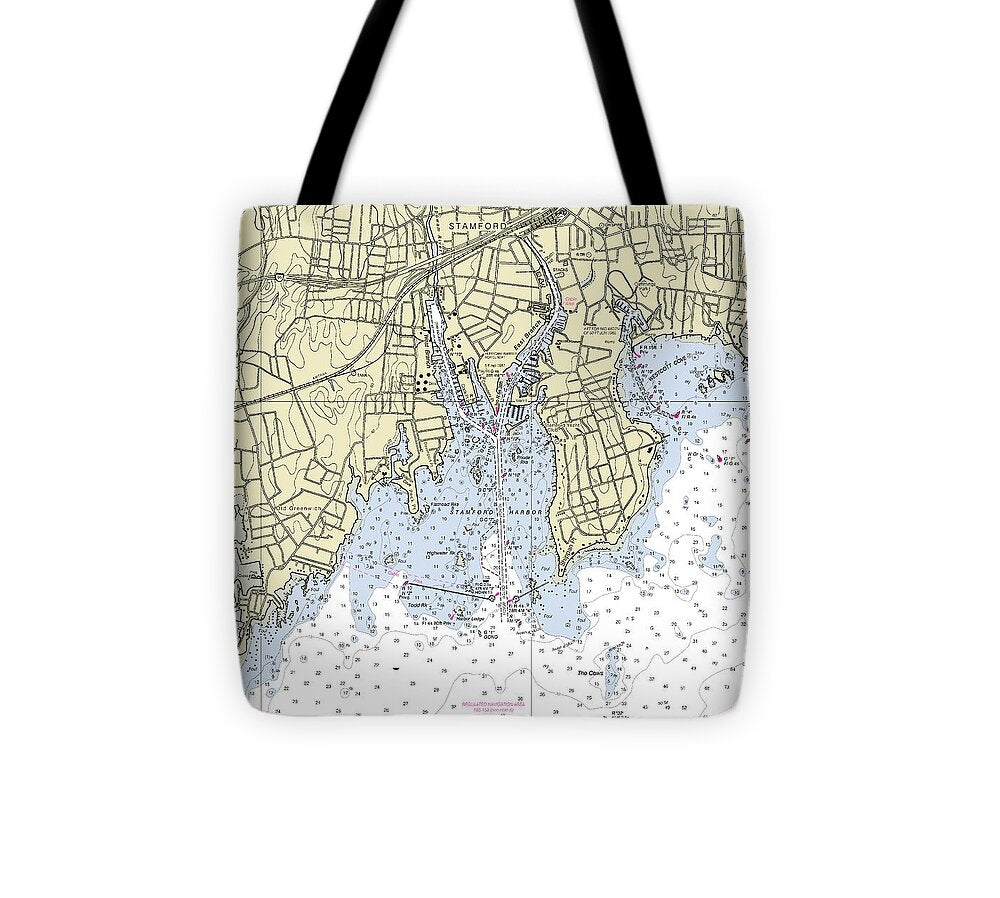 Norwalk Connecticut Nautical Chart - Tote Bag