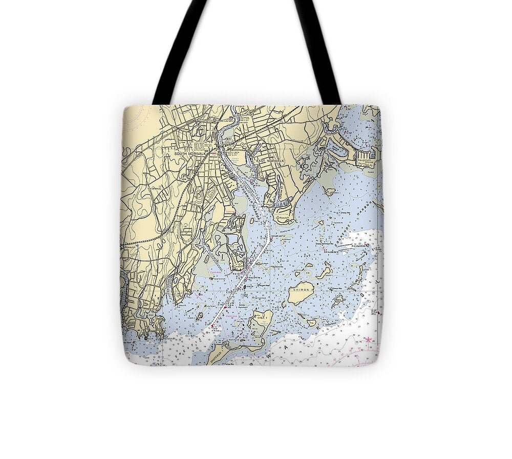 Norwalk -connecticut Nautical Chart _v2 - Tote Bag