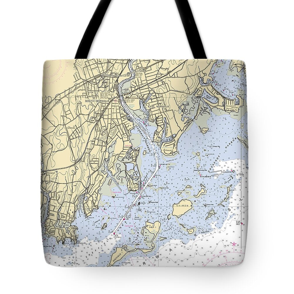 Norwalk -connecticut Nautical Chart _v2 - Tote Bag