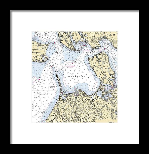 Noyack-new York Nautical Chart - Framed Print