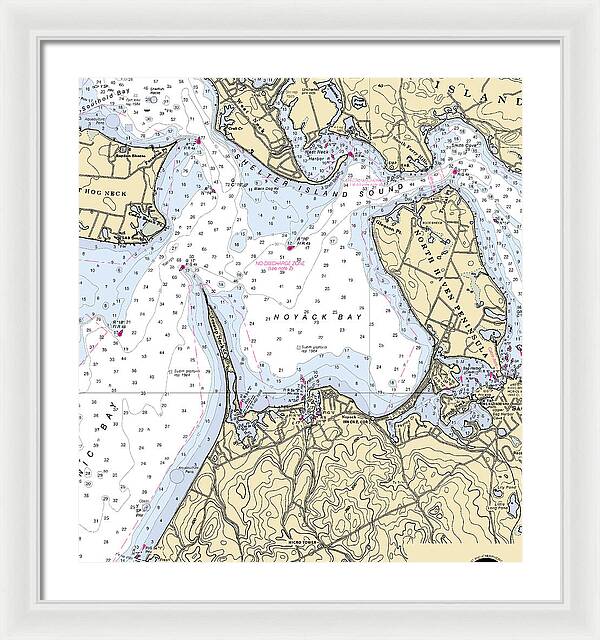 Noyack-new York Nautical Chart - Framed Print