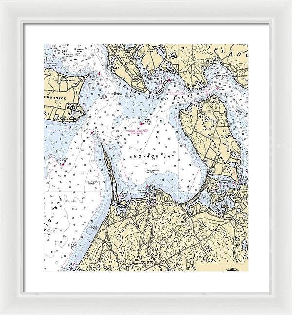 Noyack-new York Nautical Chart - Framed Print