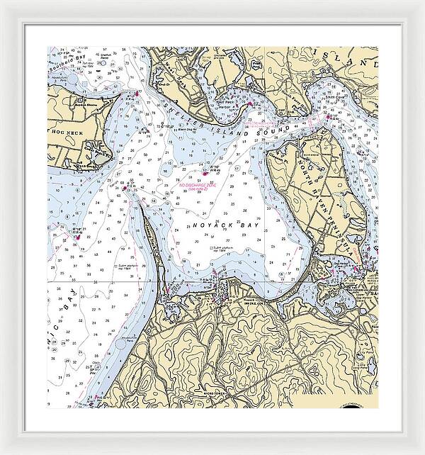Noyack-new York Nautical Chart - Framed Print
