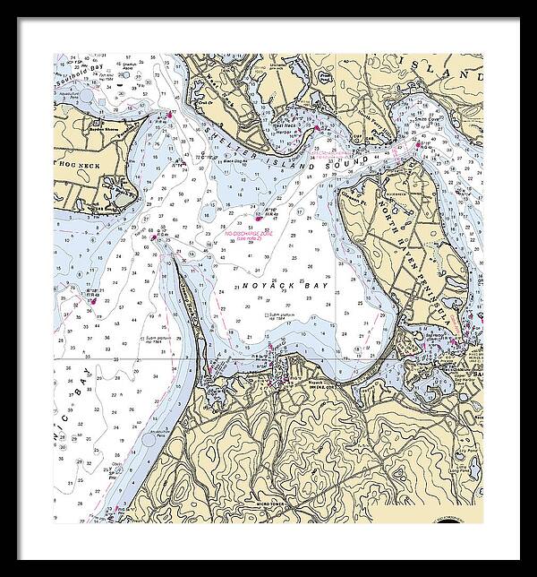 Noyack-new York Nautical Chart - Framed Print