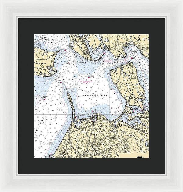 Noyack-new York Nautical Chart - Framed Print