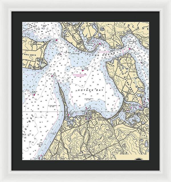 Noyack-new York Nautical Chart - Framed Print