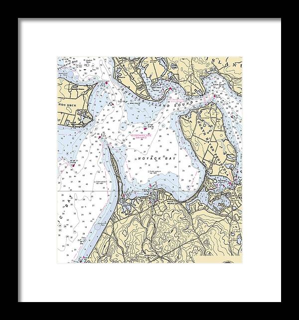 Noyack-new York Nautical Chart - Framed Print