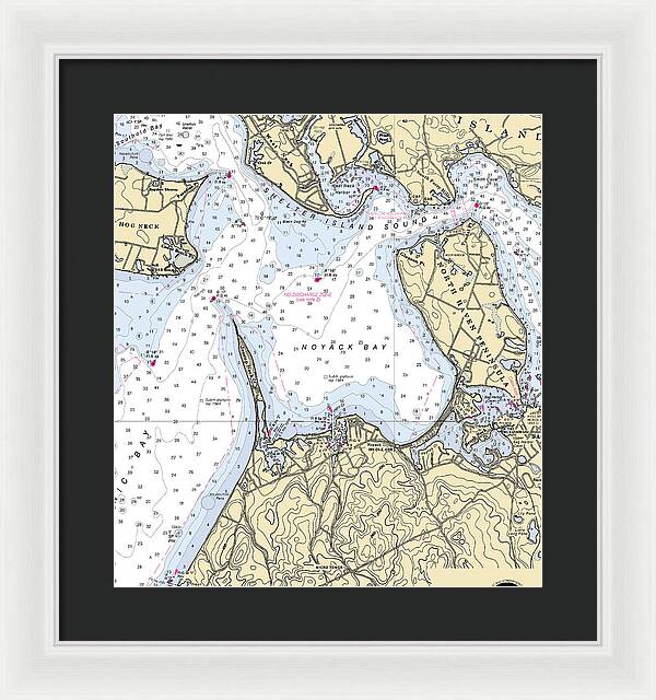 Noyack-new York Nautical Chart - Framed Print