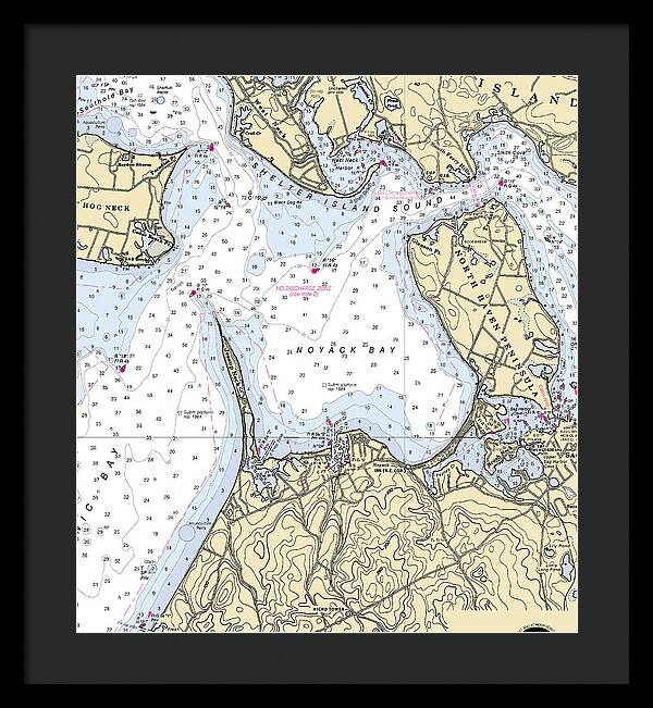 Noyack-new York Nautical Chart - Framed Print