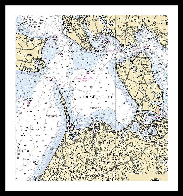 Noyack-new York Nautical Chart - Framed Print