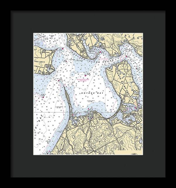 Noyack-new York Nautical Chart - Framed Print