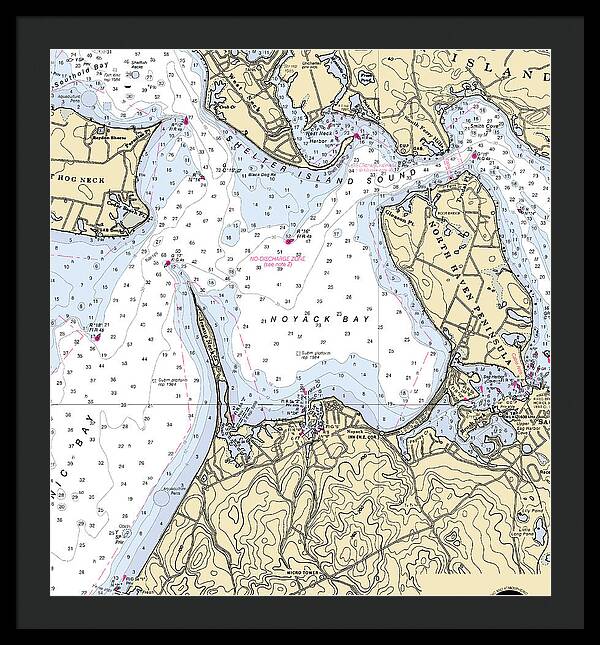Noyack-new York Nautical Chart - Framed Print