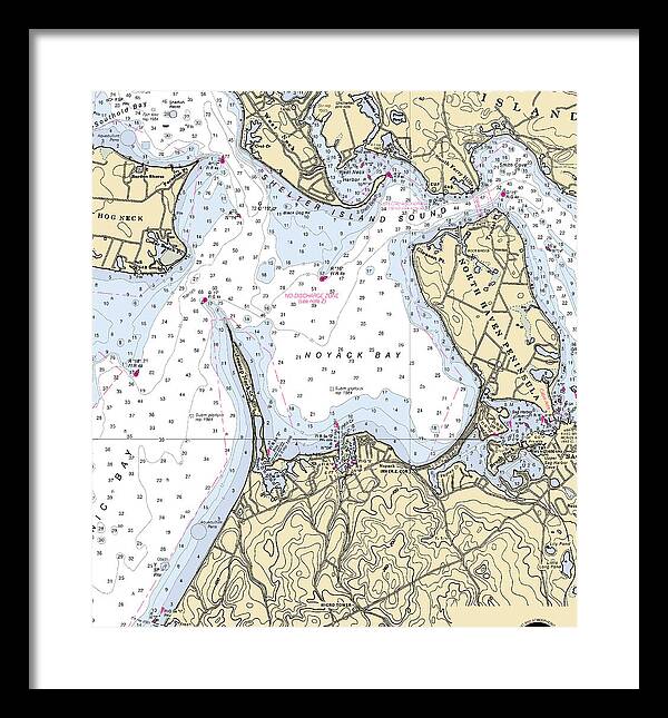 Noyack-new York Nautical Chart - Framed Print